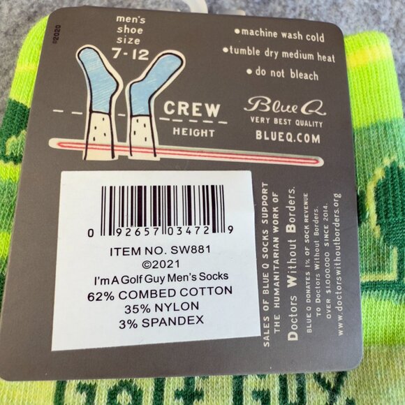 Blue Q “I’m a Golf Guy. BIG Golf Guy” Crew Socks Men’s 7–12 Funny Gift NWT - Picture 6 of 6